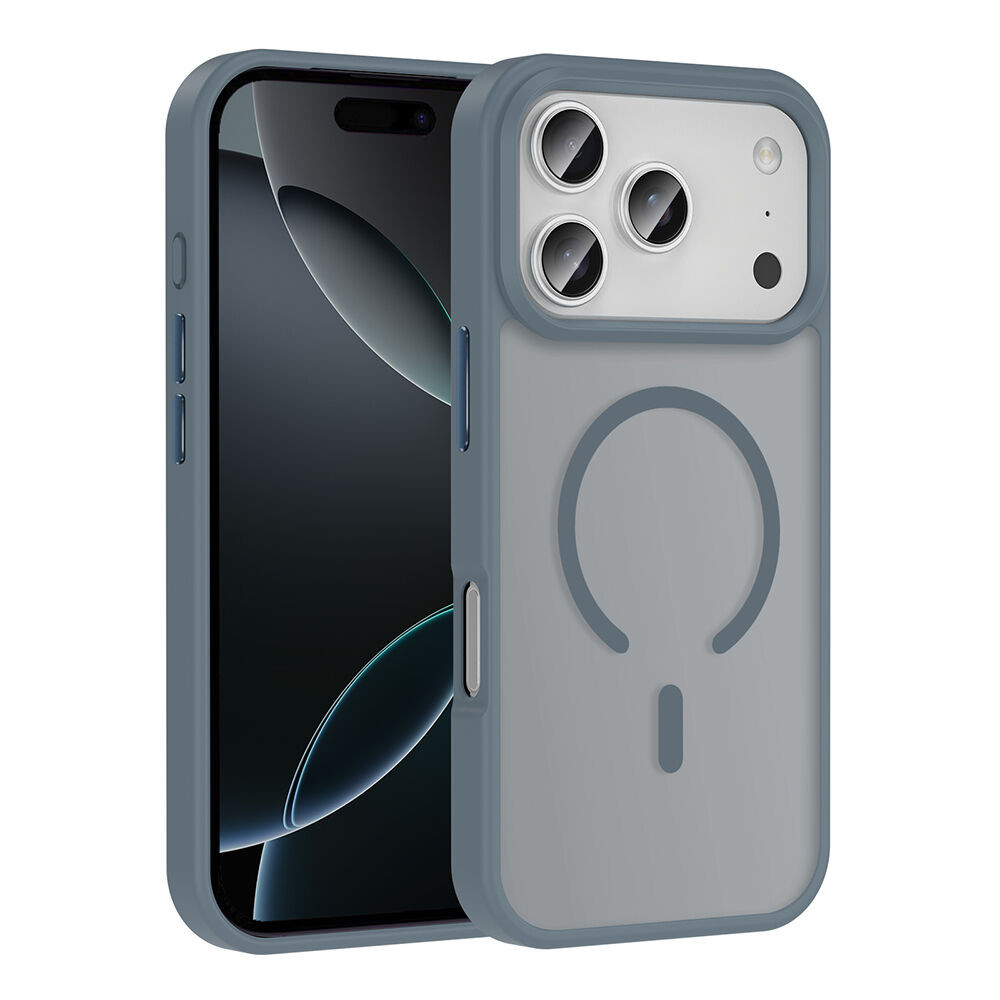 iPhone 17 Pro Max Kılıf Kablosuz Şarj Özellikli Mat Arka Yüzey Sio Kapak Gri