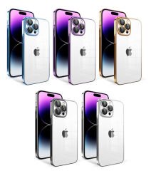 iPhone 14 Pro Max Kılıf Kamera Korumalı Renkli Çerçeveli Garaj Kapak