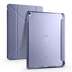 iPad 10.2 (8.Nesil) Kılıf Tri Folding Kalem Bölmeli Standlı Kılıf Mor