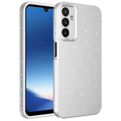 Samsung Galaxy A24 Kılıf Kamera Korumalı Simli Lüks Koton Kapak Kılıf Pembe Koyu