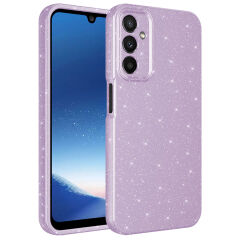 Samsung Galaxy A24 Kılıf Kamera Korumalı Simli Lüks Koton Kapak Kılıf Pembe Koyu