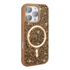 iPhone 16 Pro Kılıf Pırlanta Tasarımlı Kablosuz Şarj Özellikli Mozaik Silikon Kapak