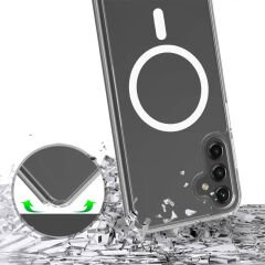Samsung Galaxy S25 Kılıf Magsafe Şarj Özellikli Şeffaf Sert PC Embos Kapak