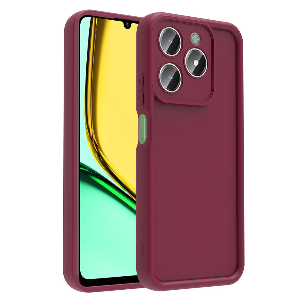 Realme C61 Kılıf Kamera Korumalı Ananas Kapak Mürdüm