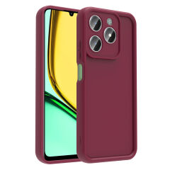 Realme C61 Kılıf Kamera Korumalı Ananas Kapak Mürdüm