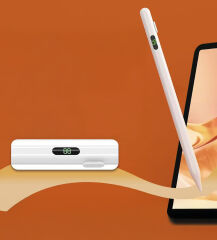 Pencil 19 İpad / İpad Pro / İpad Air 2018-2025 Uyumlu Dijital Göstergeli Dokunmatik Akılı Kalem Tablet Çizim Ve Not Stylus Kalemi Beyaz