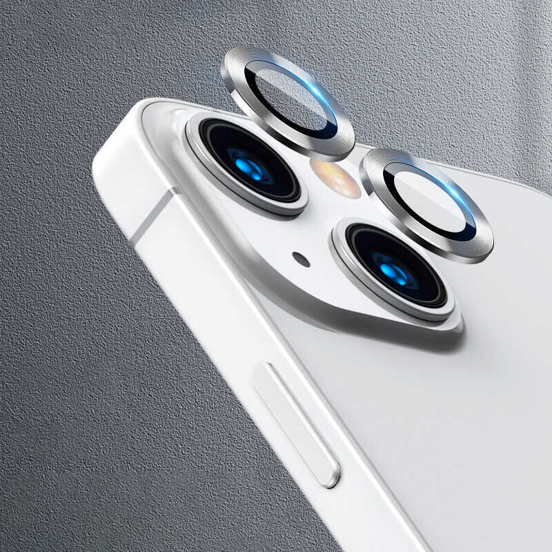 iPhone 13 CL-07 Kamera Lens Koruyucu Gümüş