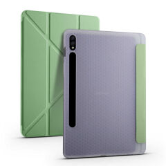 Samsung Galaxy Tab S7 T870 Kılıf Tri Folding Kalem Bölmeli Standlı Kılıf Açık Yeşil