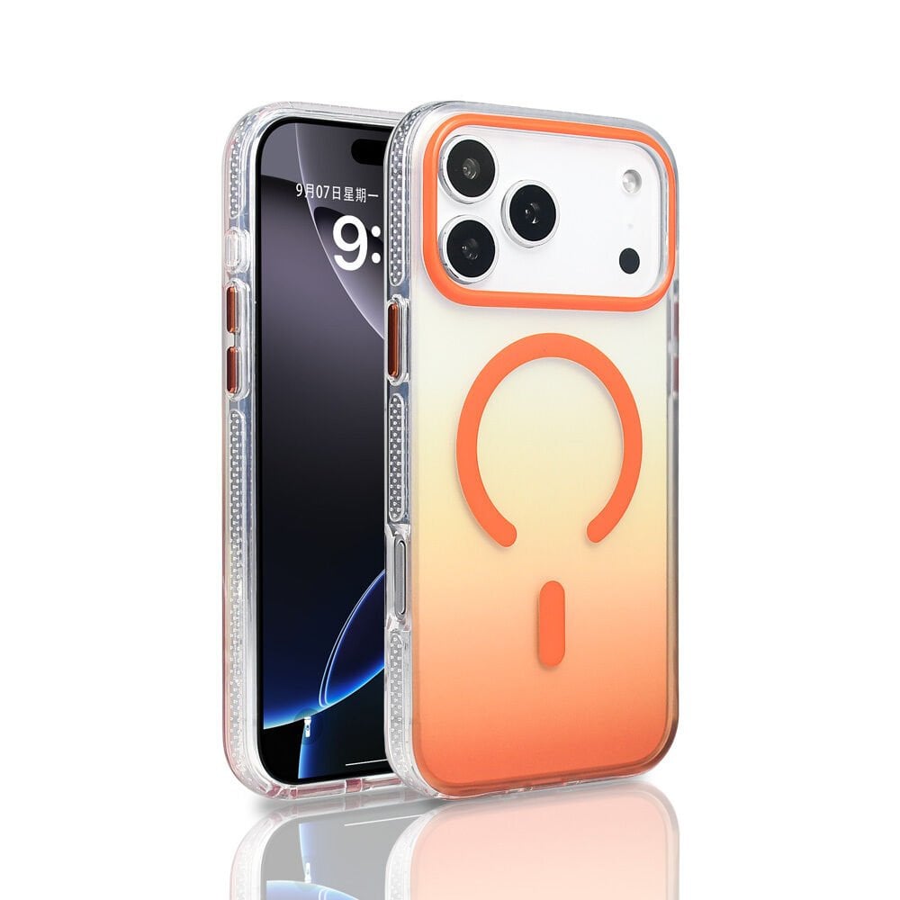 iPhone 17 Pro Max Kılıf Kablosuz Şarj Özellikli Şeffaf Transparan Renk Geçişli Toros Kapak