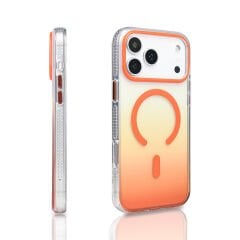 iPhone 17 Pro Max Kılıf Kablosuz Şarj Özellikli Şeffaf Transparan Renk Geçişli Toros Kapak