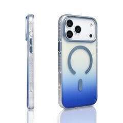 iPhone 17 Pro Max Kılıf Kablosuz Şarj Özellikli Şeffaf Transparan Renk Geçişli Toros Kapak