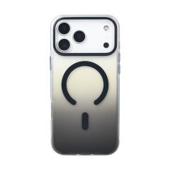iPhone 17 Pro Max Kılıf Kablosuz Şarj Özellikli Şeffaf Transparan Renk Geçişli Toros Kapak Siyah