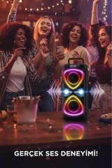 Bluetooh Hoparlör Kablolu Mikrofonlu Kumandali Radyolu Led Işıklı Parti Speaker D78
