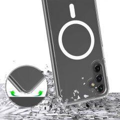 Samsung Galaxy S25 Plus Kılıf Magsafe Şarj Özellikli Şeffaf Sert PC Embos Kapak