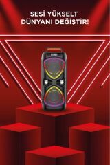 Bluetooh Hoparlör Kablolu Mikrofonlu Kumandali Radyolu Led Işıklı Parti Speaker D78 Siyah