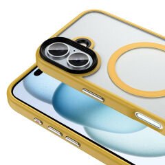 iPhone 16 Plus Kılıf Mat Arka Yüzey Wireless Şarj Özellikli Flet Magsafe Kapak