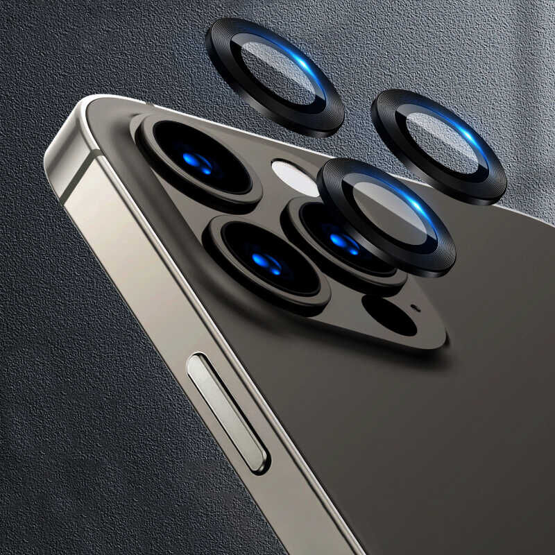 iPhone 13 Pro Max CL-07 Kamera Lens Koruyucu Siyah
