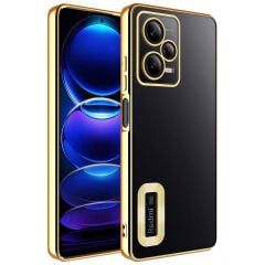 Xiaomi Redmi Note 12 Pro 5G Kamera Korumalı Logo Gösteren Omega Kapak kılıf Siyah