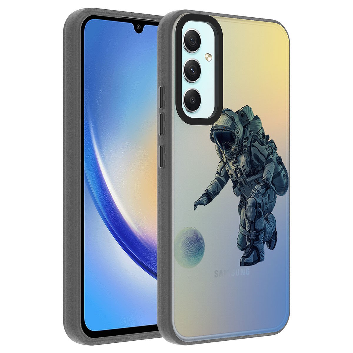 Samsung Galaxy A24 Kılıf Desenli Dragon Sert Kapak Kılıf Astronot