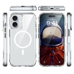 iPhone 16 Kılıf Magsafe Şarj Özellikli Airbagli Şeffaf İncek Kapak