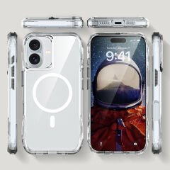 iPhone 16 Kılıf Magsafe Şarj Özellikli Airbagli Şeffaf İncek Kapak