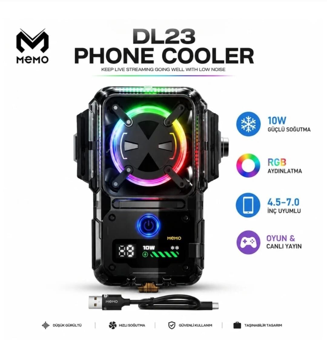 Memo DL23 2000 mAh Bataryalı Yarı İletken Canlı Yayın Telefon Soğutucu