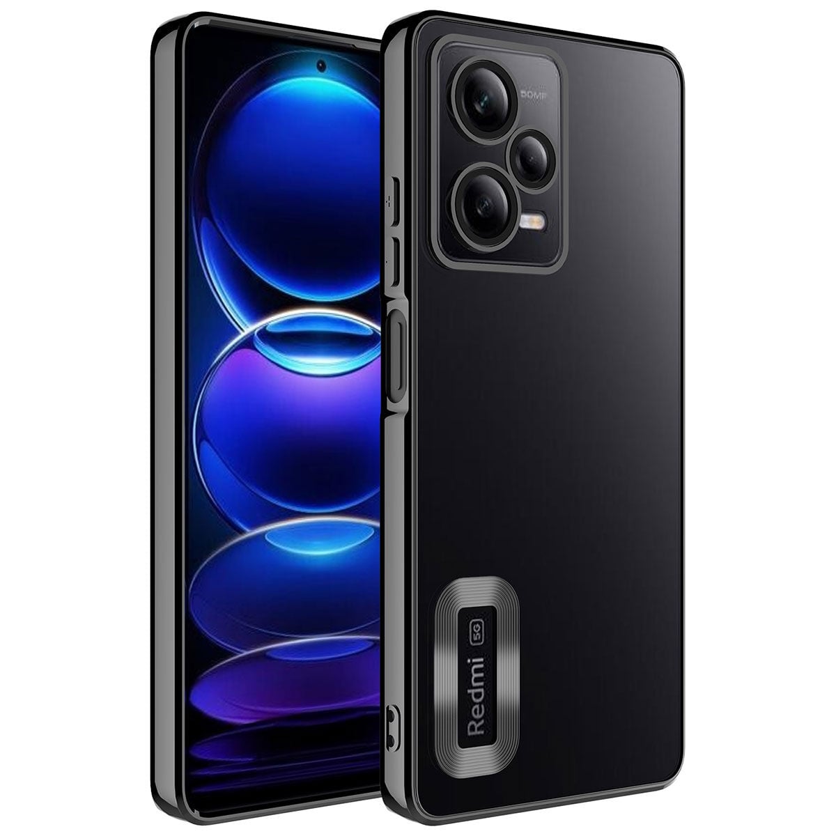 Xiaomi Redmi Note 12 Pro 5G Kamera Korumalı Logo Gösteren Omega Kapak kılıf Siyah