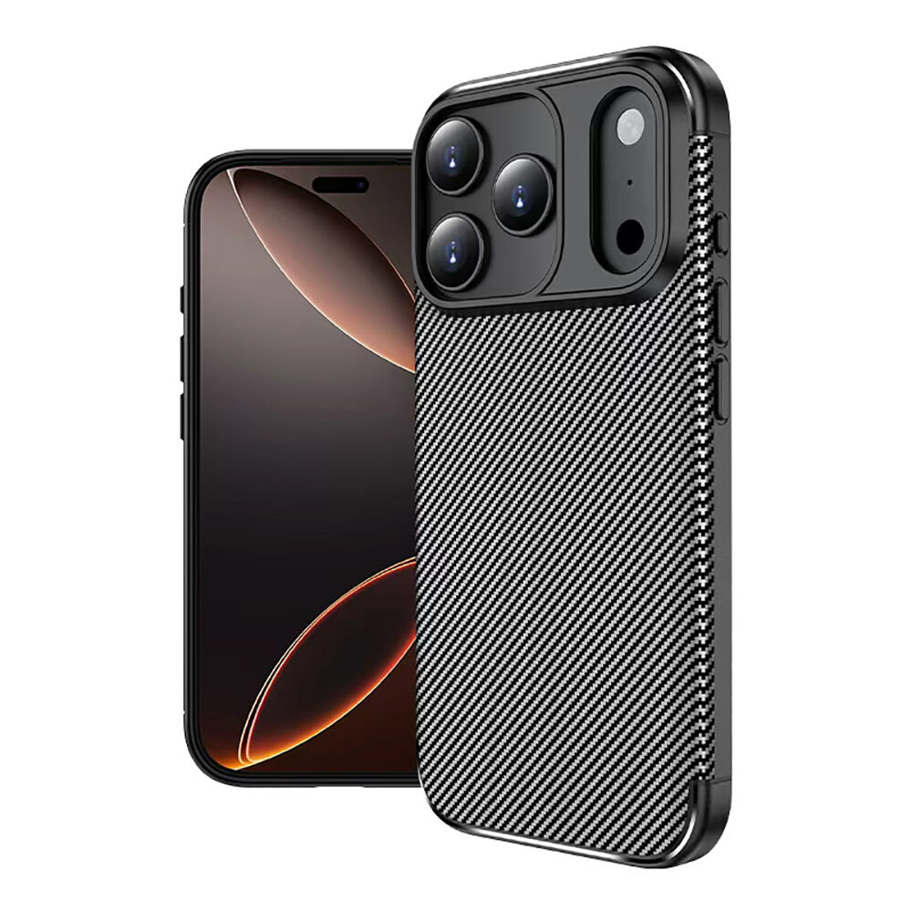 iPhone 17 Pro Max Kılıf Karbon Fiber Desenli Negro Silikon Kapak