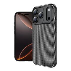 iPhone 17 Pro Max Kılıf Karbon Fiber Desenli Negro Silikon Kapak