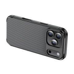 iPhone 17 Pro Max Kılıf Karbon Fiber Desenli Negro Silikon Kapak