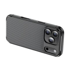 iPhone 17 Pro Max Kılıf Karbon Fiber Desenli Negro Silikon Kapak