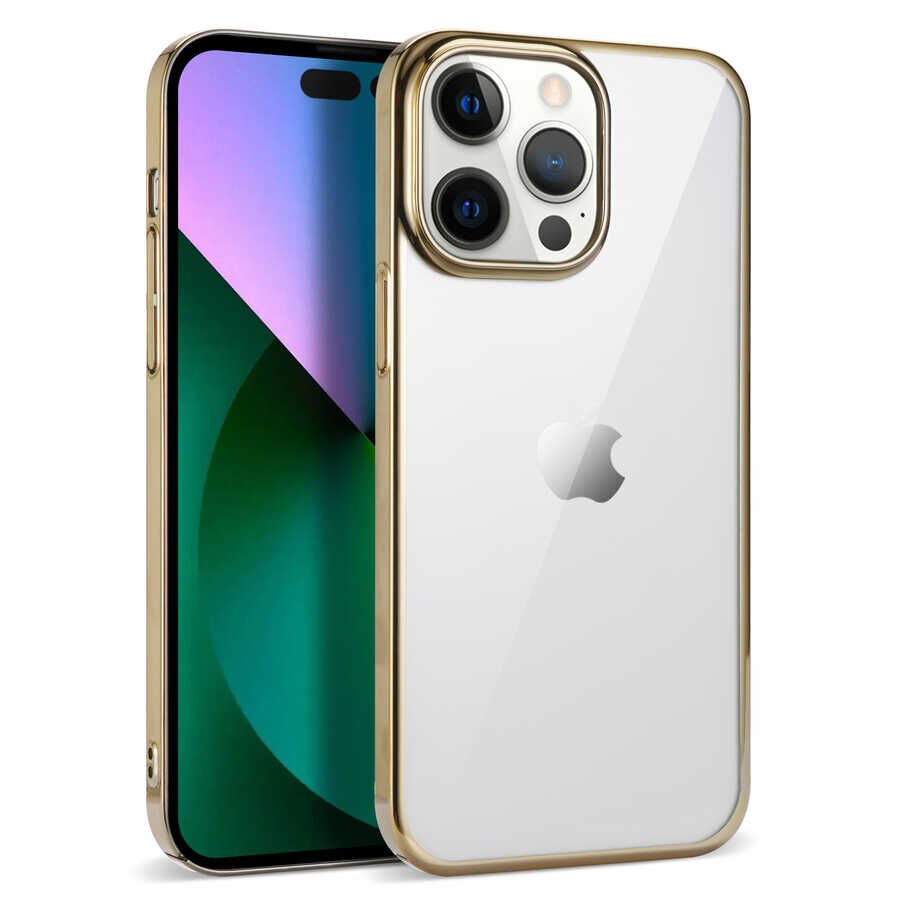 iPhone 14 Pro Kılıf Pixel Kapak Gold