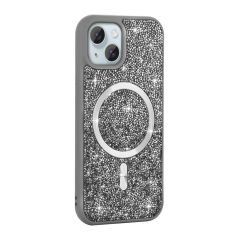 iPhone 15 Plus Kılıf Pırlanta Tasarımlı Kablosuz Şarj Özellikli Mozaik Silikon Kapak