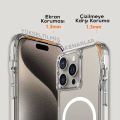 iPhone 15 Pro Max Kapak Magsafe Şarj Özellikli Airbagli Şeffaf İncek Kapak
