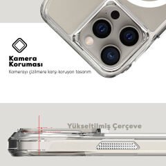 iPhone 15 Pro Max Kapak Magsafe Şarj Özellikli Airbagli Şeffaf İncek Kapak
