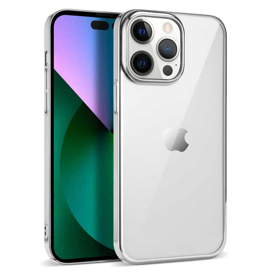 iPhone 14 Pro Kılıf Pixel Kapak Gümüş