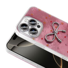 iPhone 16 Pro Kılıf Kamera Korumalı Figürlü Ponti Silikon Kapak Açık Pembe