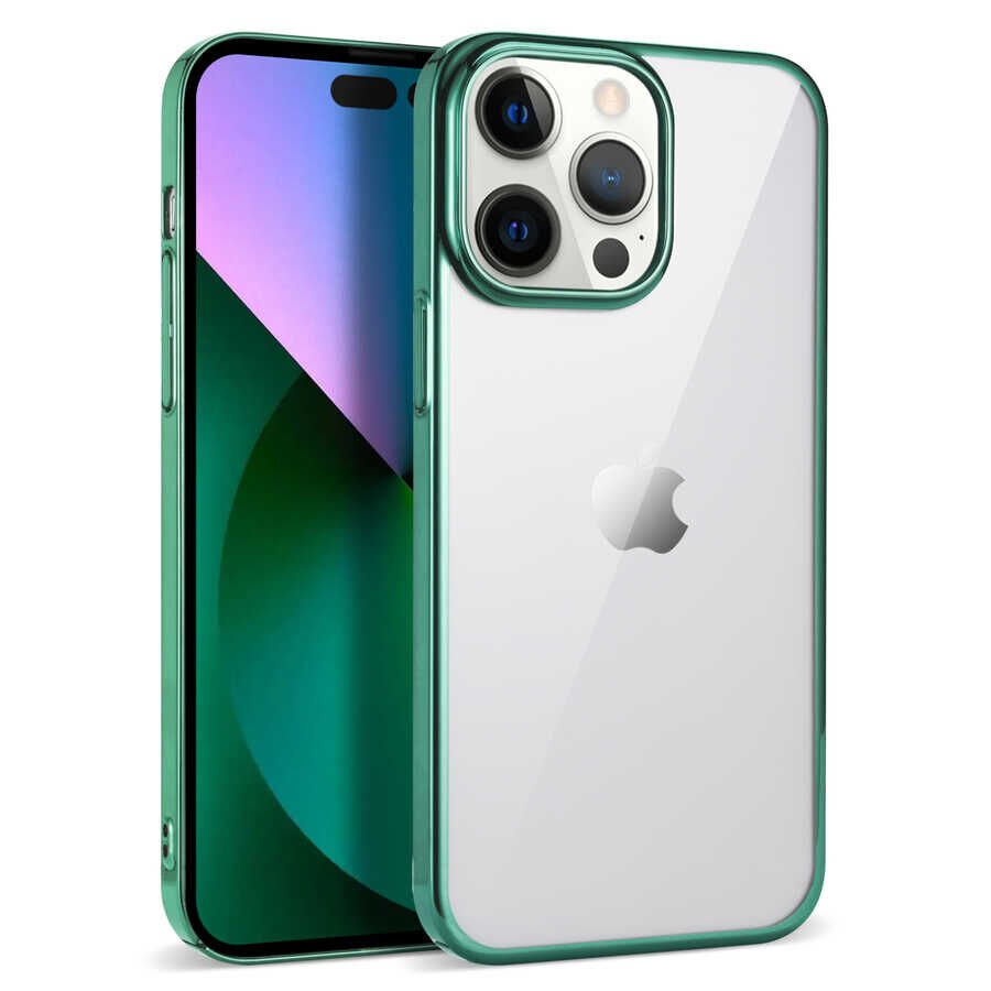 iPhone 14 Pro Kılıf Pixel Kapak Koyu Yeşil