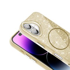 iPhone 16 Plus Kılıf Magsafe Şarj Özellikli Parlayan Simli Okso Kapak