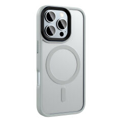 iPhone 16 Pro Max Kılıf Mat Arka Yüzey Wireless Şarj Özellikli Flet Magsafe Kapak Siyah