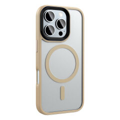 iPhone 16 Pro Max Kılıf Mat Arka Yüzey Wireless Şarj Özellikli Flet Magsafe Kapak Siyah