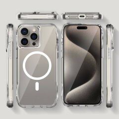 iPhone 15 Pro Kapak Magsafe Şarj Özellikli Airbagli Şeffaf İncek Kapak