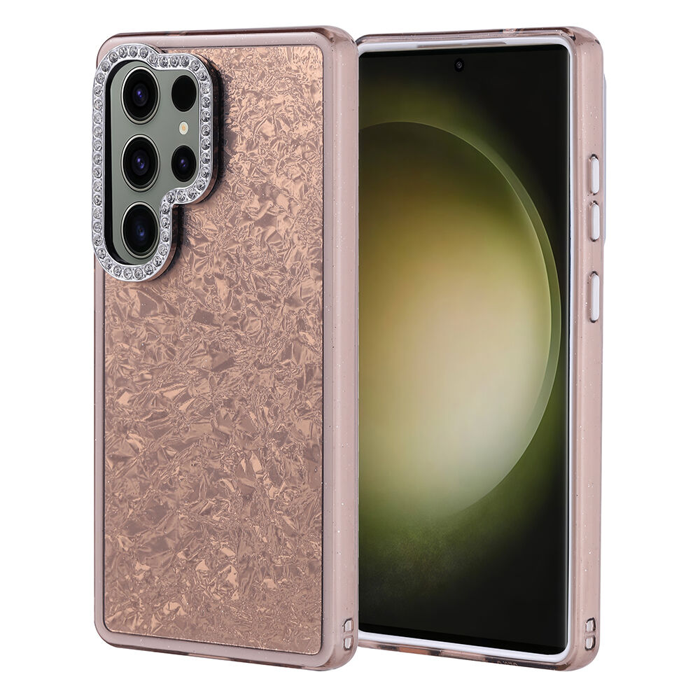 Samsung Galaxy S25 Ultra Kılıf Taşlı Tasarımlı Kapi Kapak Gold