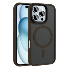 iPhone 16 Pro Max Kılıf Mat Arka Yüzey Wireless Şarj Özellikli Flet Magsafe Kapak Rose Brown