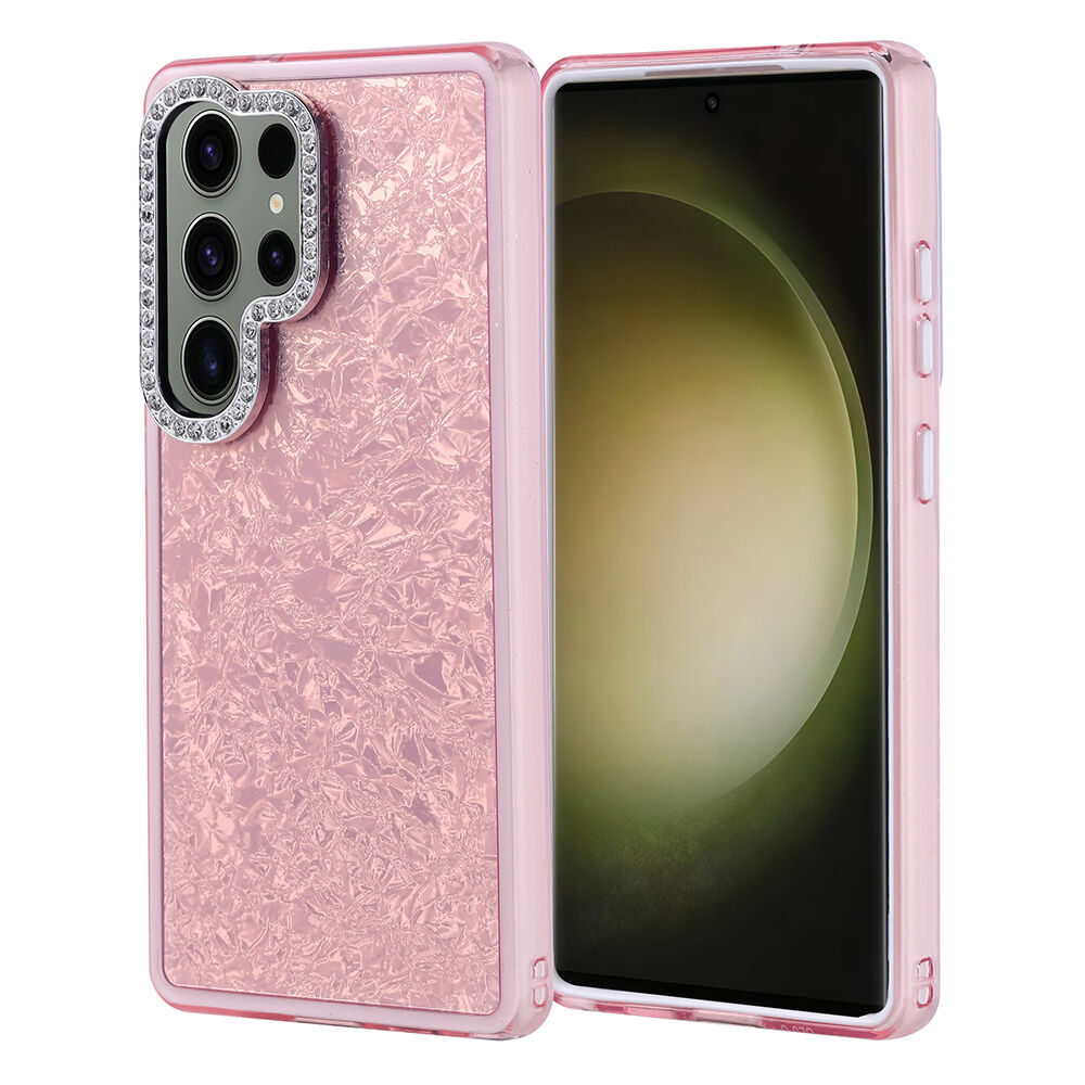 Samsung Galaxy S25 Ultra Kılıf Taşlı Tasarımlı Kapi Kapak Pembe