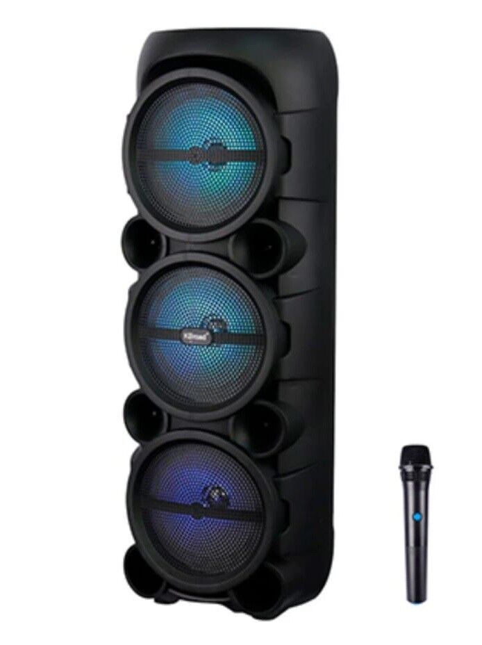 2185 Kablosuz Mikrofonlu RGB Ledli Taşınabilir Bluetooth Hoparlör Parti Speaker FM / USB / TF