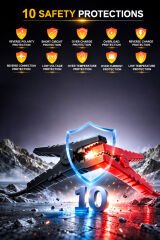 4 in 1 Şarjlı Akü Takviye Cihazı | 16.000 mAh | Akım Koruma | Güçlü Seri | Lastik Şişirme, LED Fener