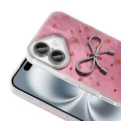 iPhone 16 Kılıf Kamera Korumalı Figürlü Ponti Silikon Kapak Beyaz