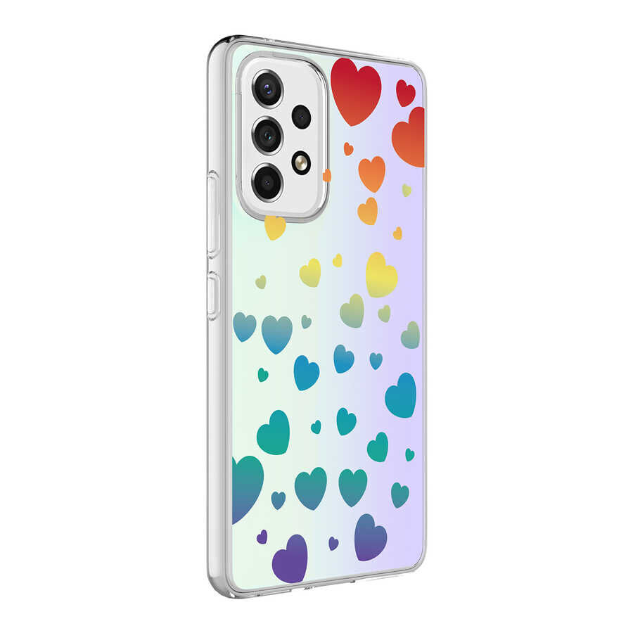 Samsung Galaxy A13 4G Kılıf M-Blue Desenli Kapak Heart No3