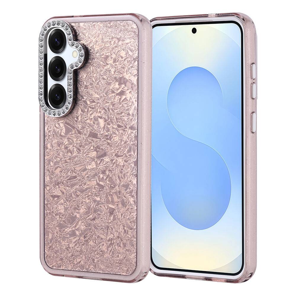 Samsung Galaxy S25 Plus Kılıf Taşlı Tasarımlı Kapi Kapak Gold
